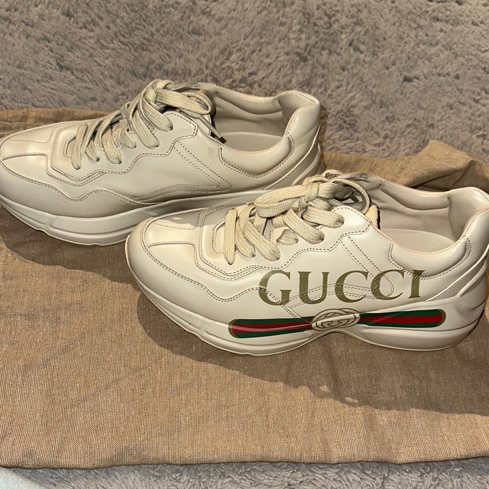 Gucci Beige Sneakers with Signature Logo